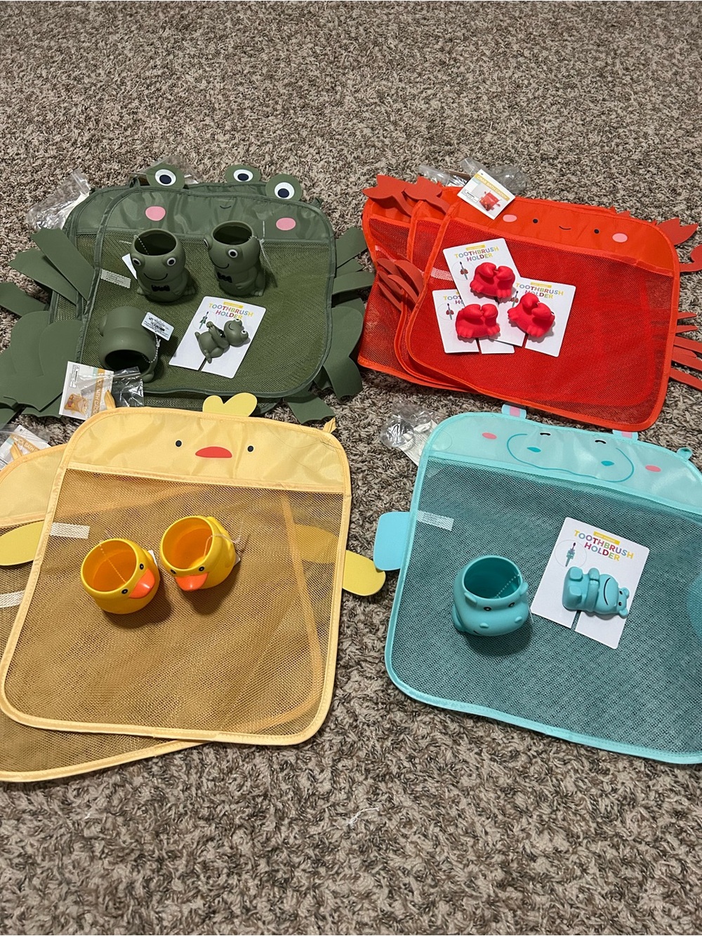 21 piece bath shower set Frog, Crab, Duck, Hippo. Baby Shower, kids party